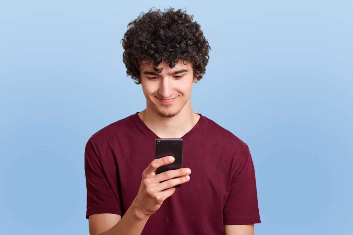 Student using phone safely